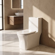 Merida One-Piece Toilet in White – Dual Flush Elongated Square Bowl