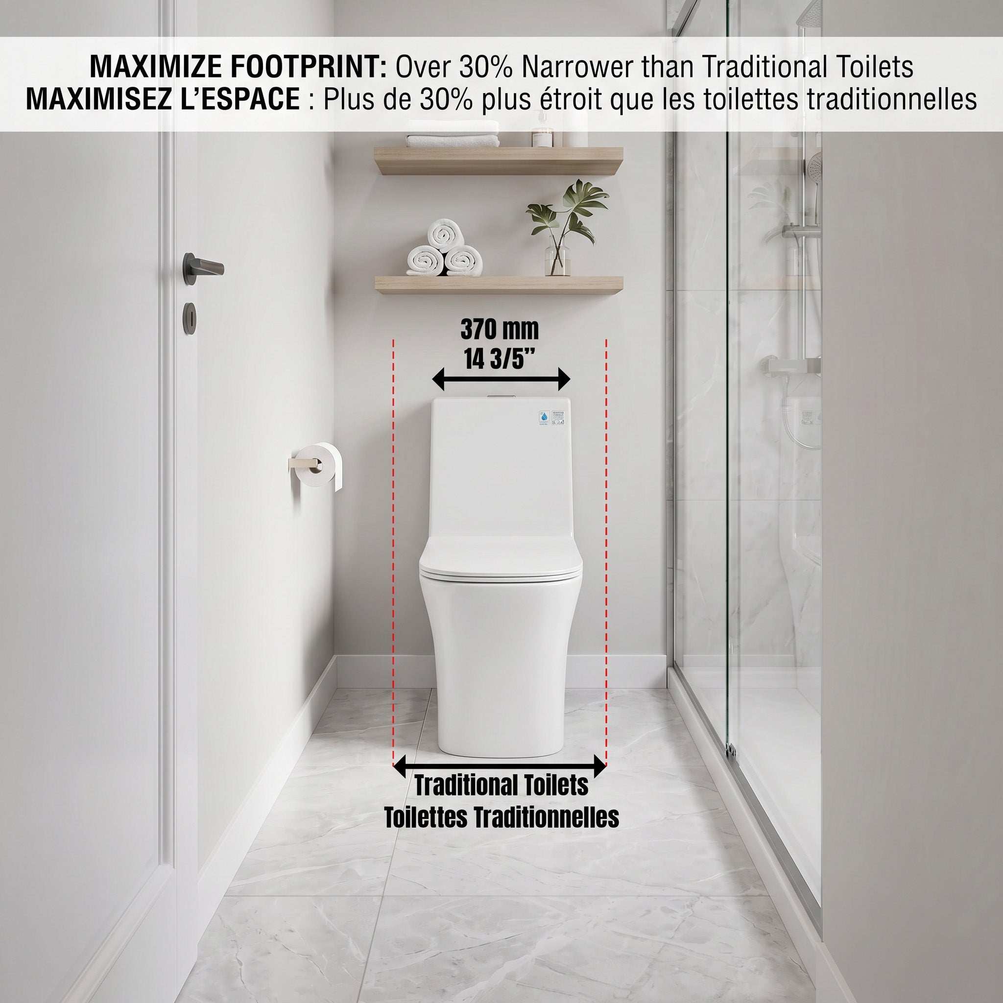 Merida One-Piece Toilet in White – Dual Flush Elongated Square Bowl