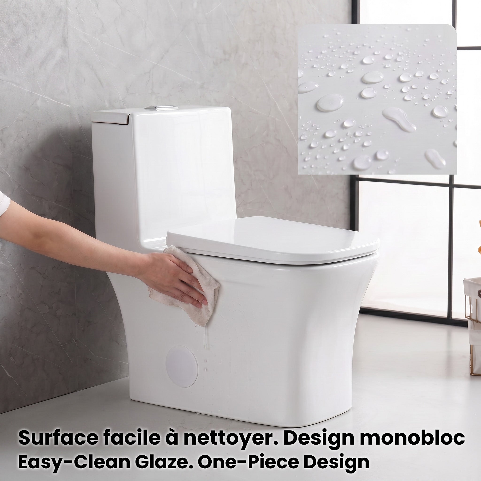 Merida One-Piece Toilet in White – Dual Flush Elongated Square Bowl