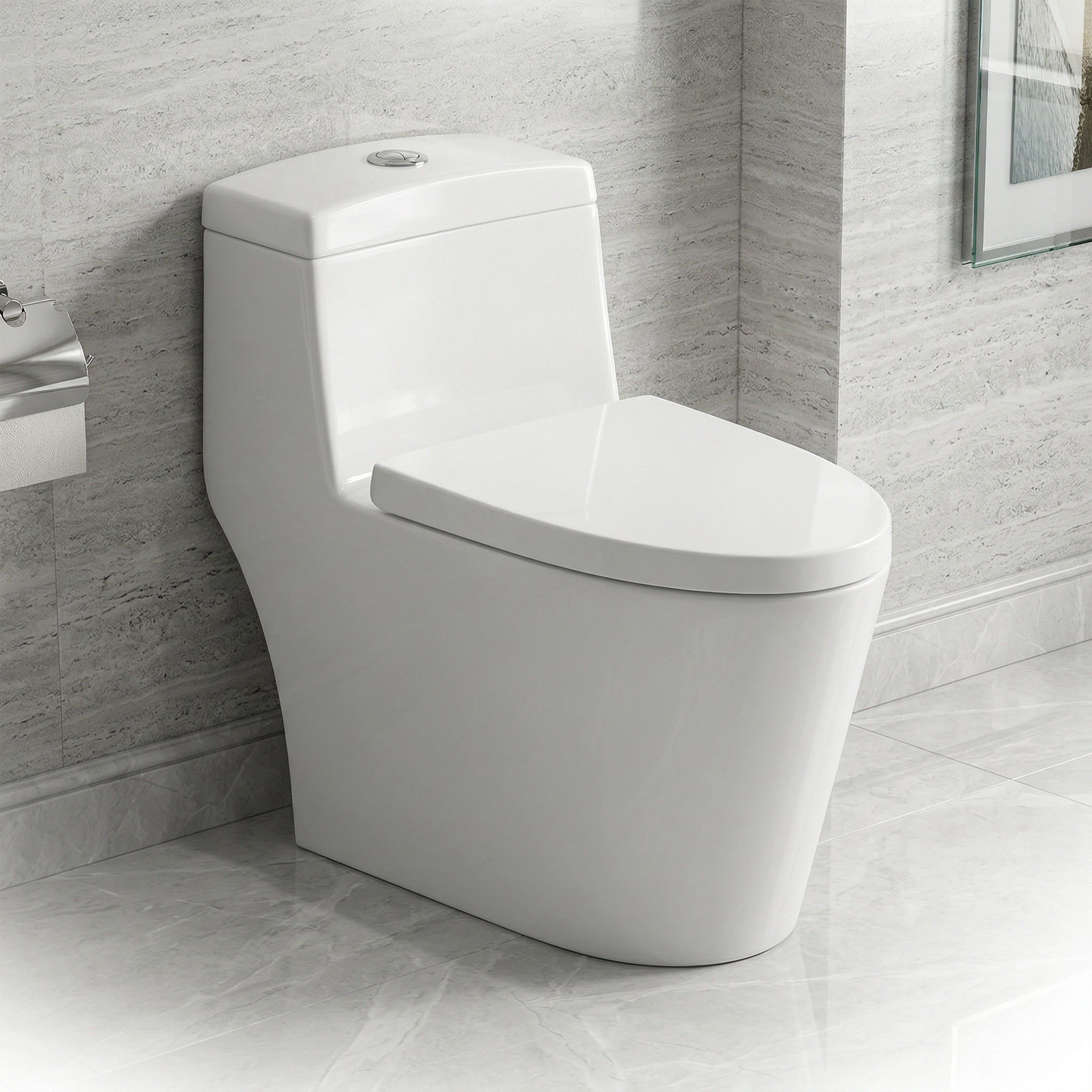 Vitoria One-Piece White Toilet with Dual Flush System