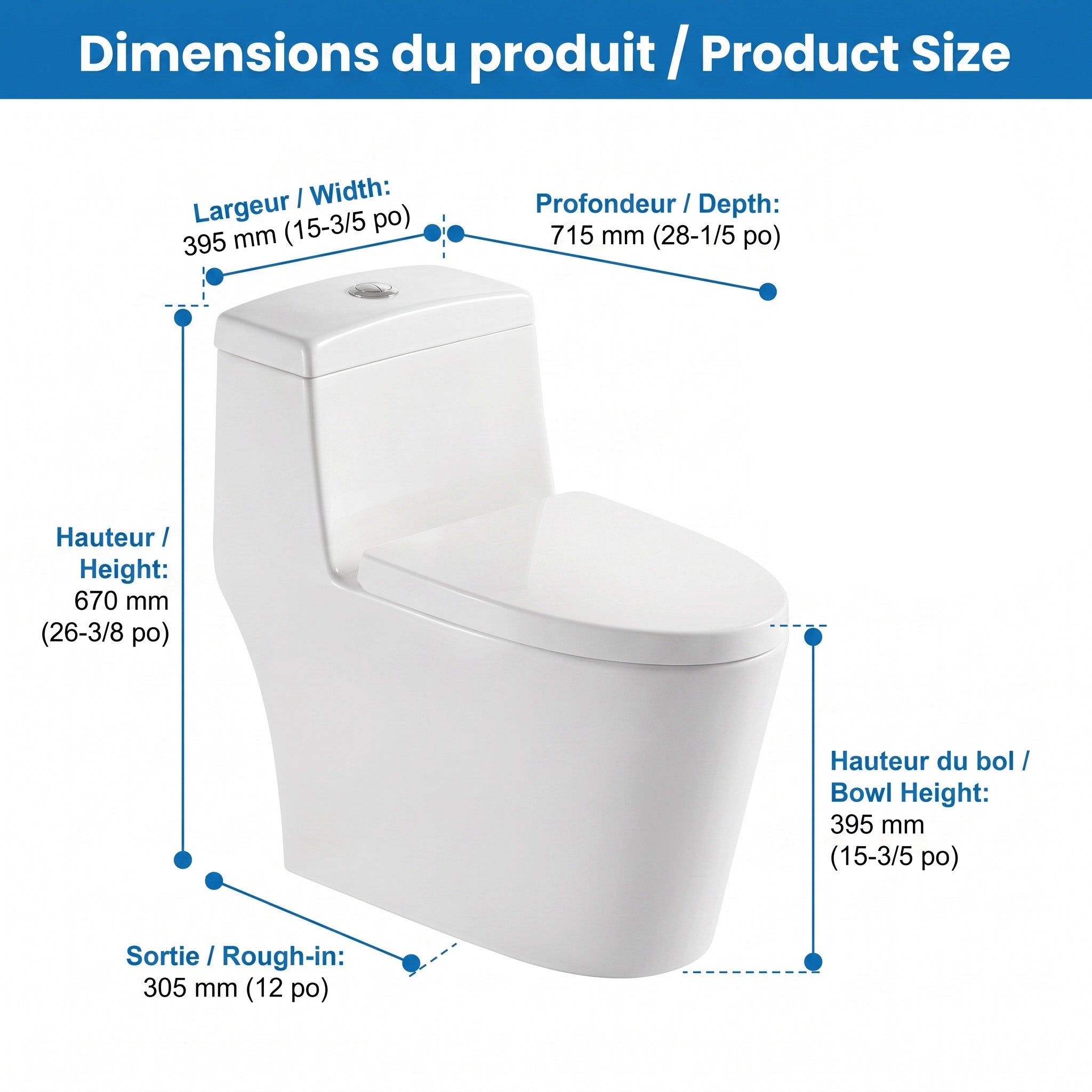 Vitoria One-Piece White Toilet with Dual Flush System