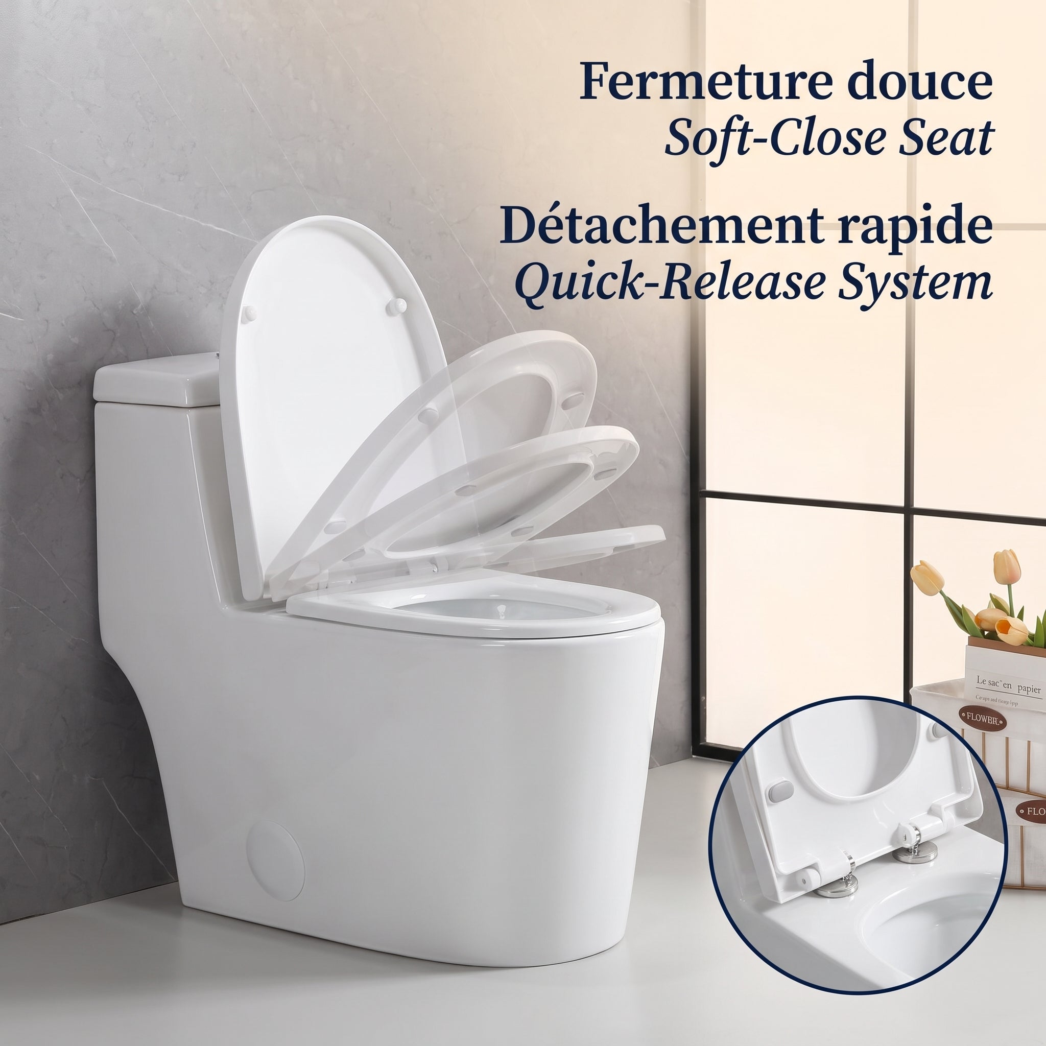 Vitoria One-Piece White Toilet with Dual Flush System