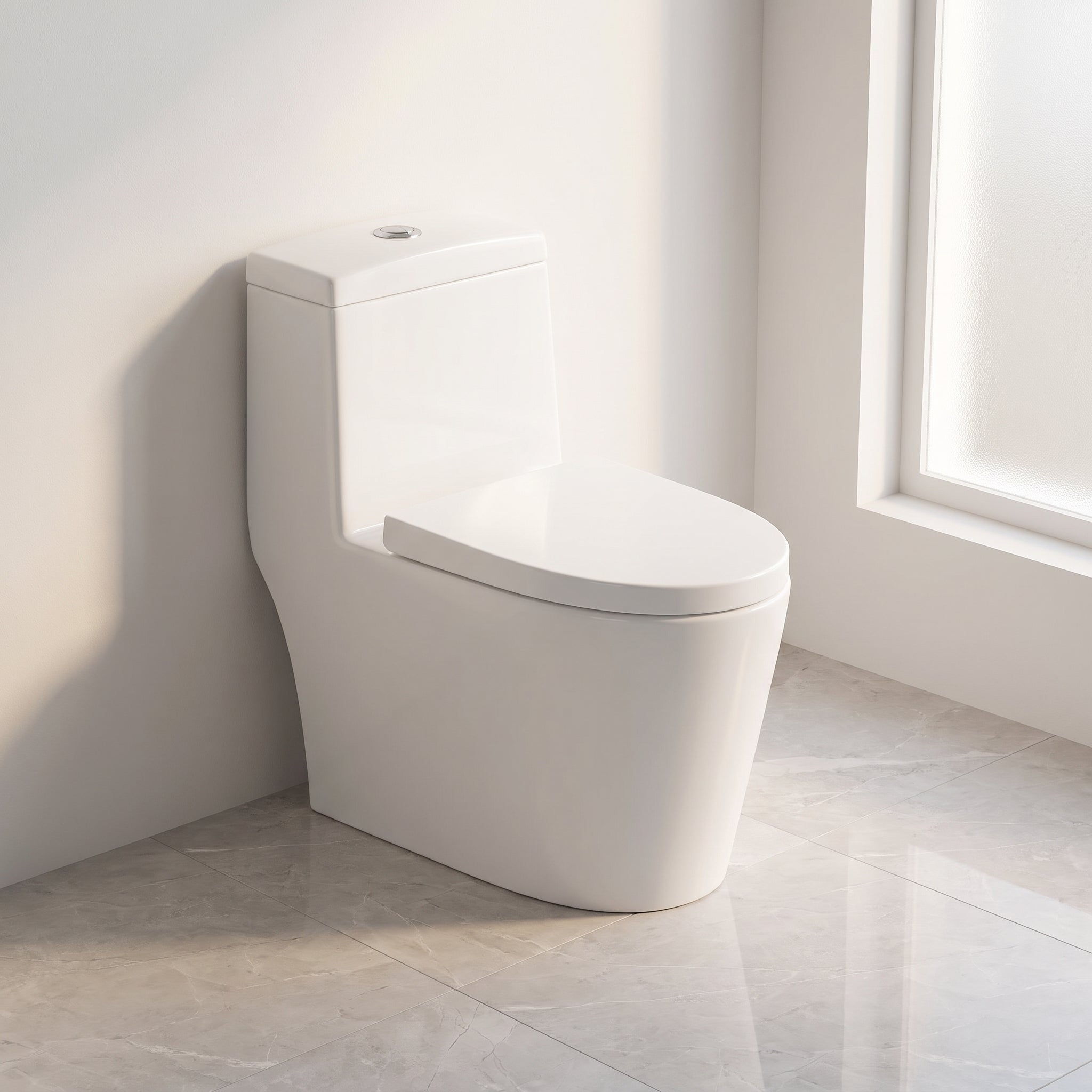 Vitoria One-Piece White Toilet with Dual Flush System