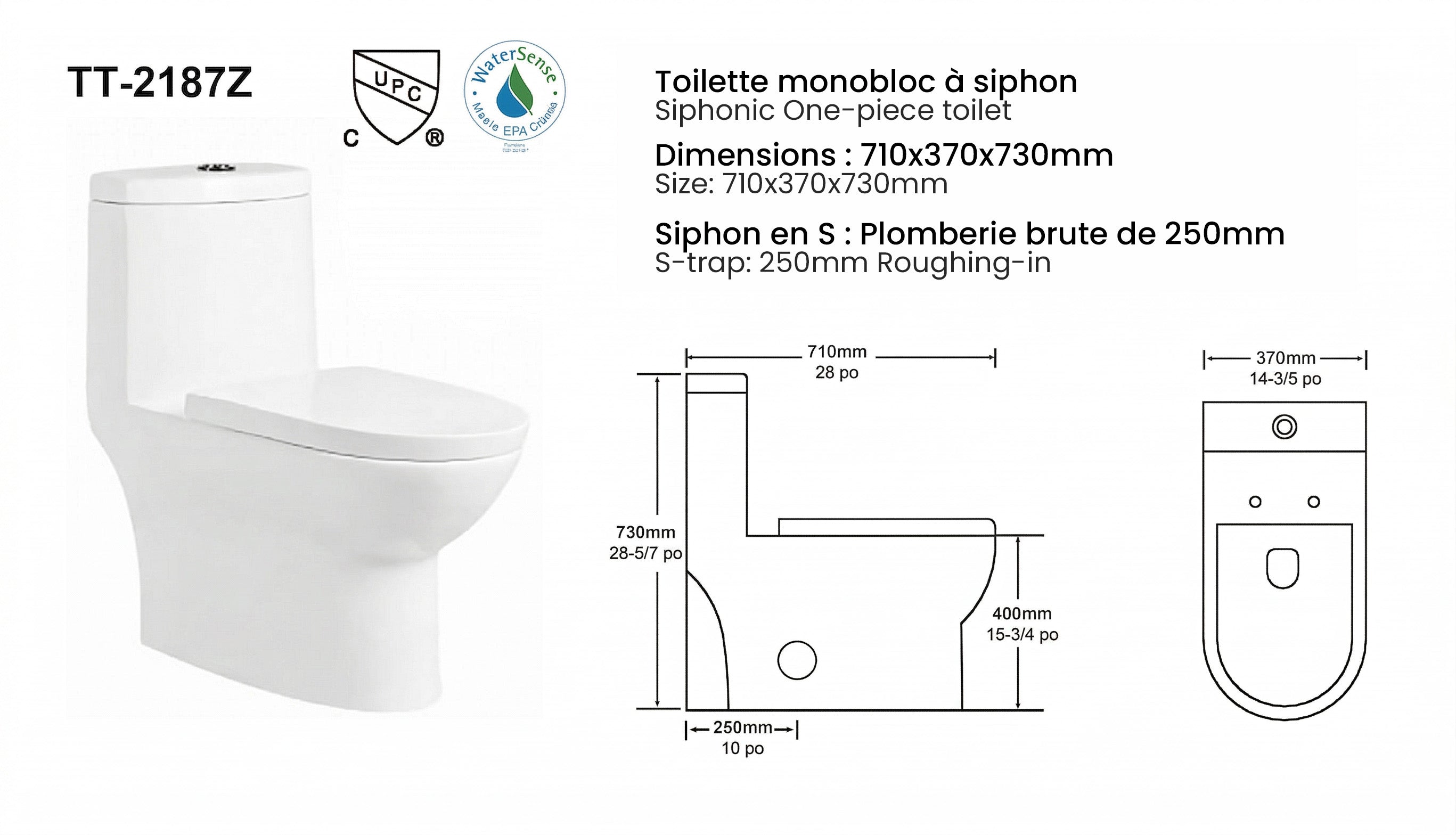 Toilette Monobloc Marbella Blanche à Double Chasse