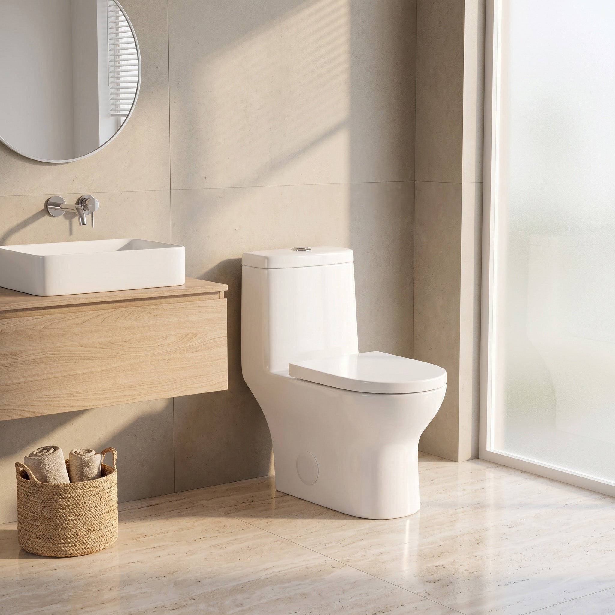 Marbella One-Piece Dual Flush Toilet in White