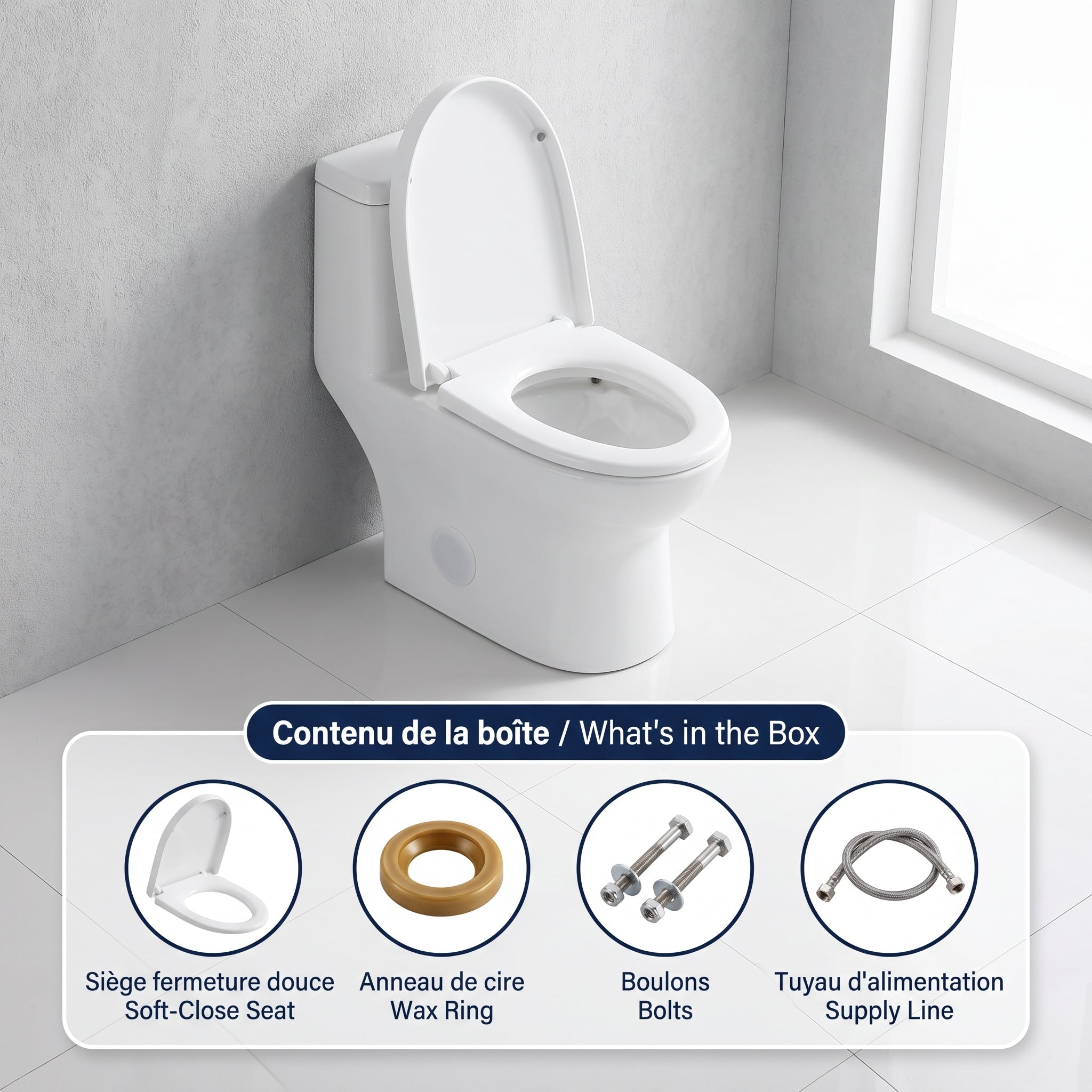 Toilette Monobloc Marbella Blanche à Double Chasse