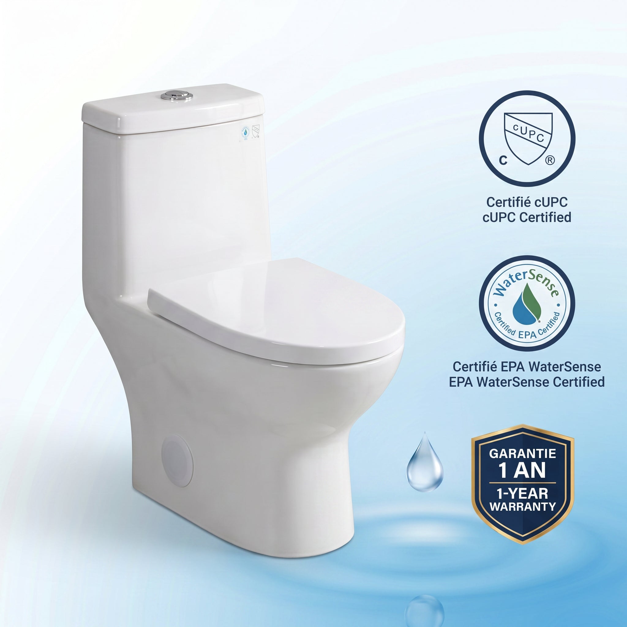 Toilette Monobloc Marbella Blanche à Double Chasse