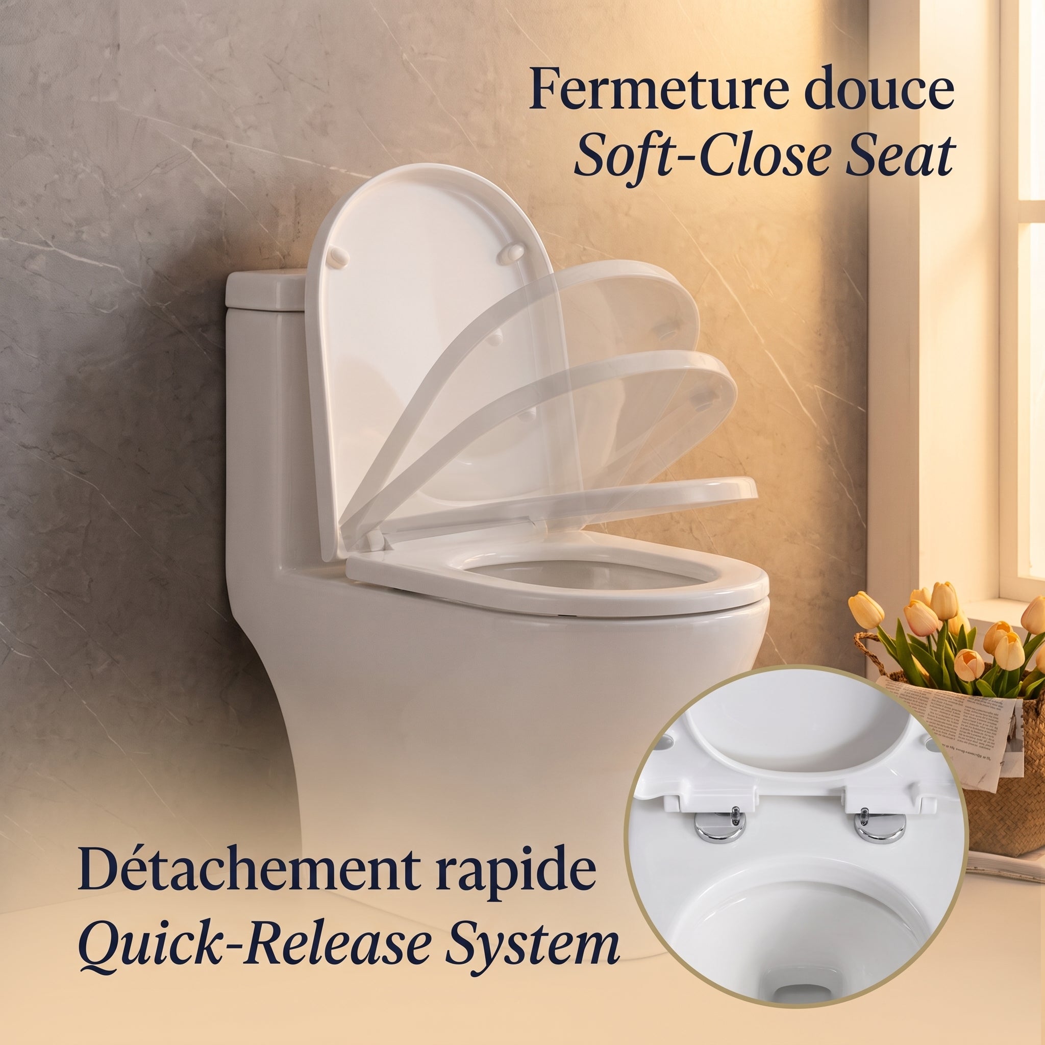 Toilette Monobloc Marbella Blanche à Double Chasse