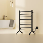 24" x 36" Matte Black Plug-in Freestanding Towel Warmer with 8 Round Bars