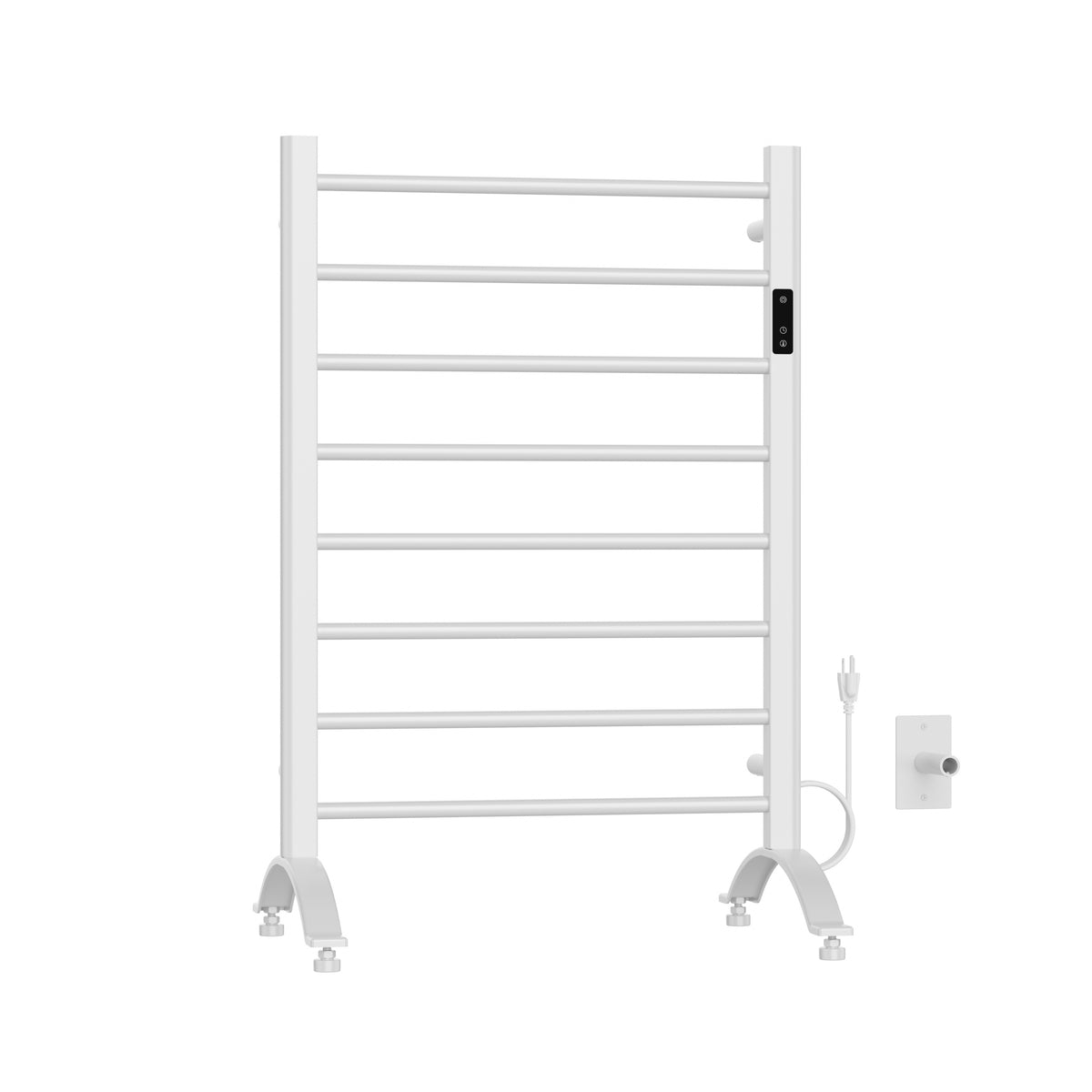 Sèche-serviettes blanc sur pied à brancher de 24" x 36" avec 8 barres rondes