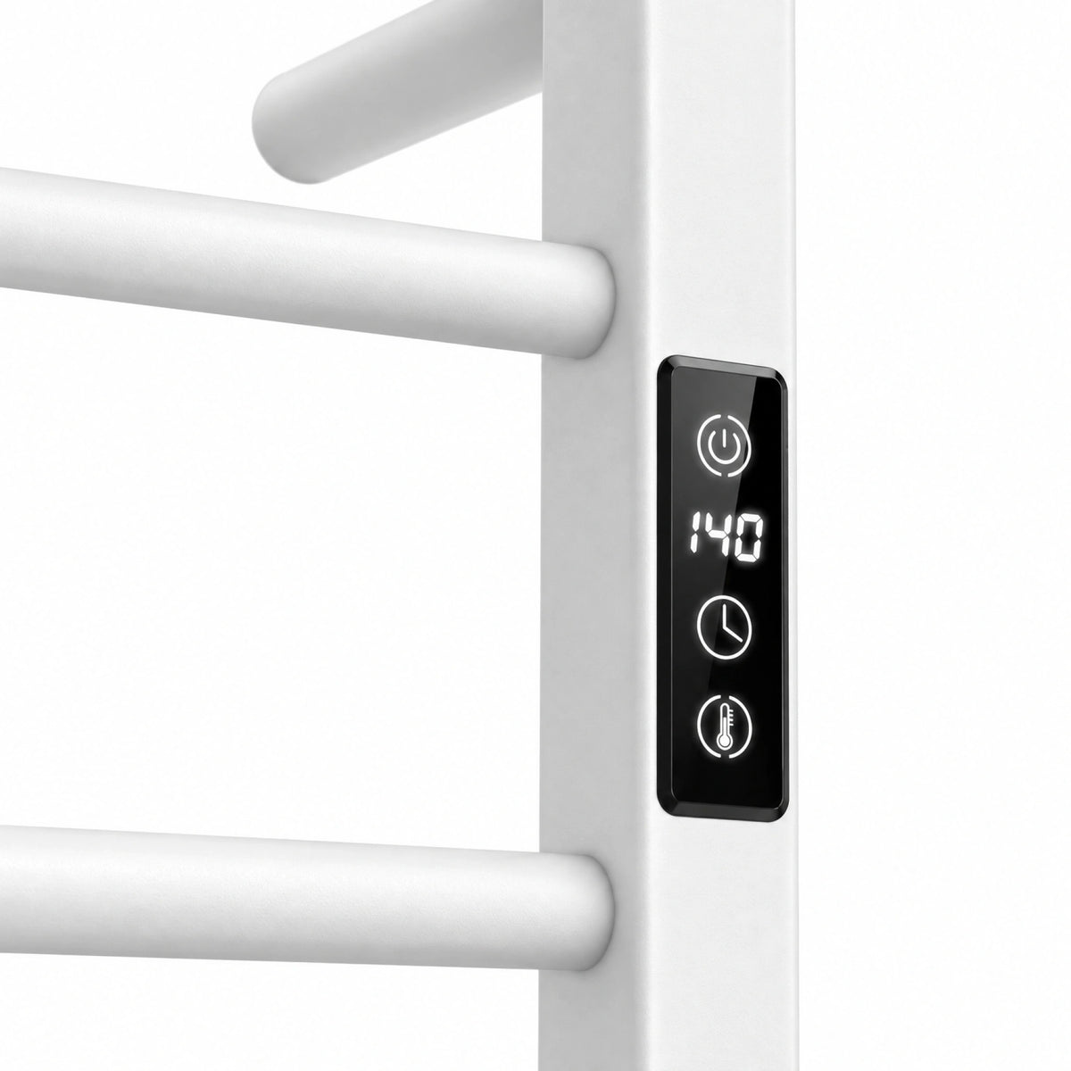 Sèche-serviettes blanc sur pied à brancher de 24" x 36" avec 8 barres rondes