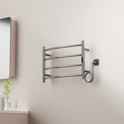 Sèche-serviettes mural incurvé à brancher, chromé, 24" x 17", avec 4 barres rondes