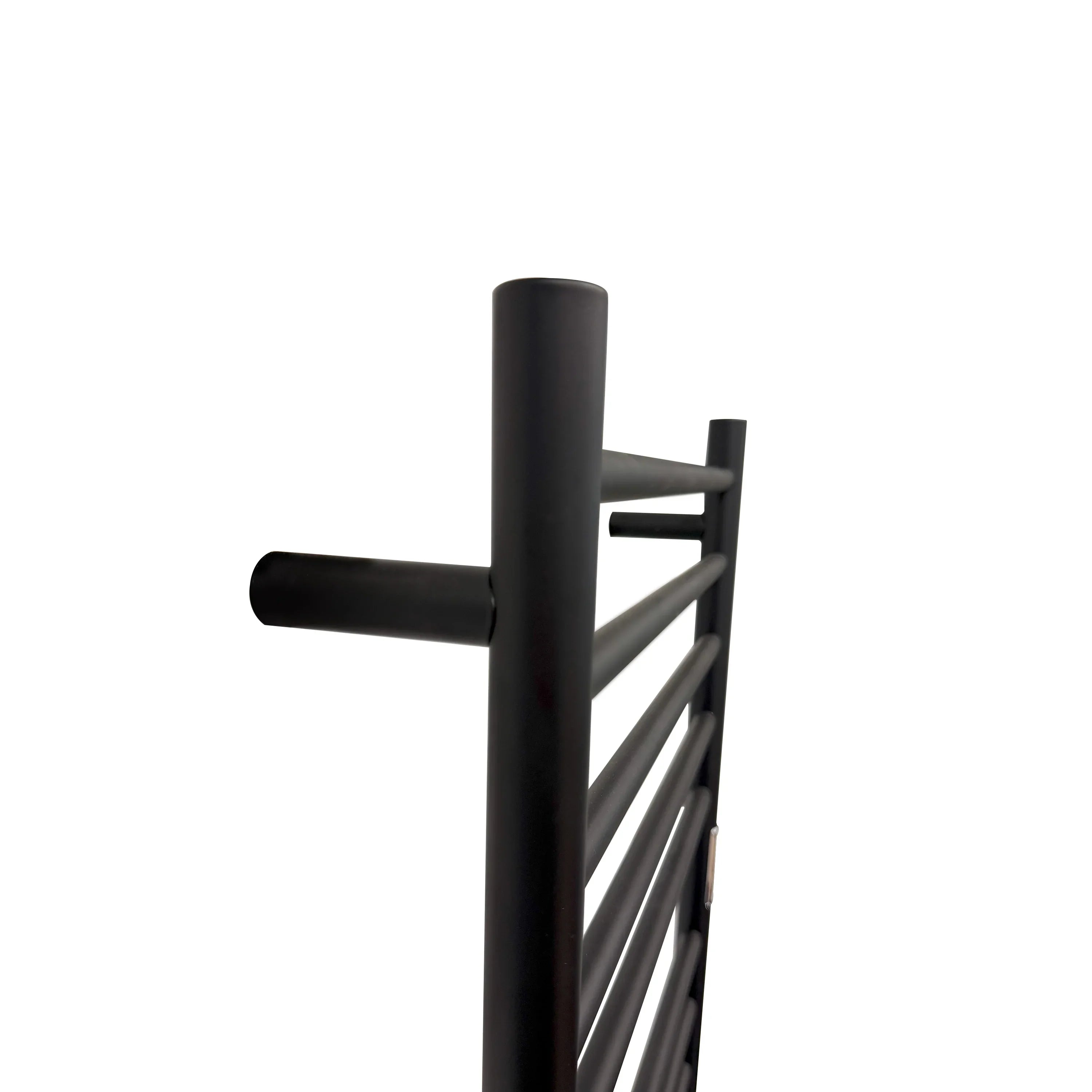 20" x 32" Matte Black Plug-in Wall-Mount Towel Warmer with 10 Round Bars