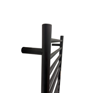 20" x 32" Matte Black Plug-in Wall-Mount Towel Warmer with 10 Round Bars