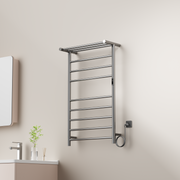 Sèche-serviettes mural à brancher chromé de 24 po x 40 po avec 11 barres rondes