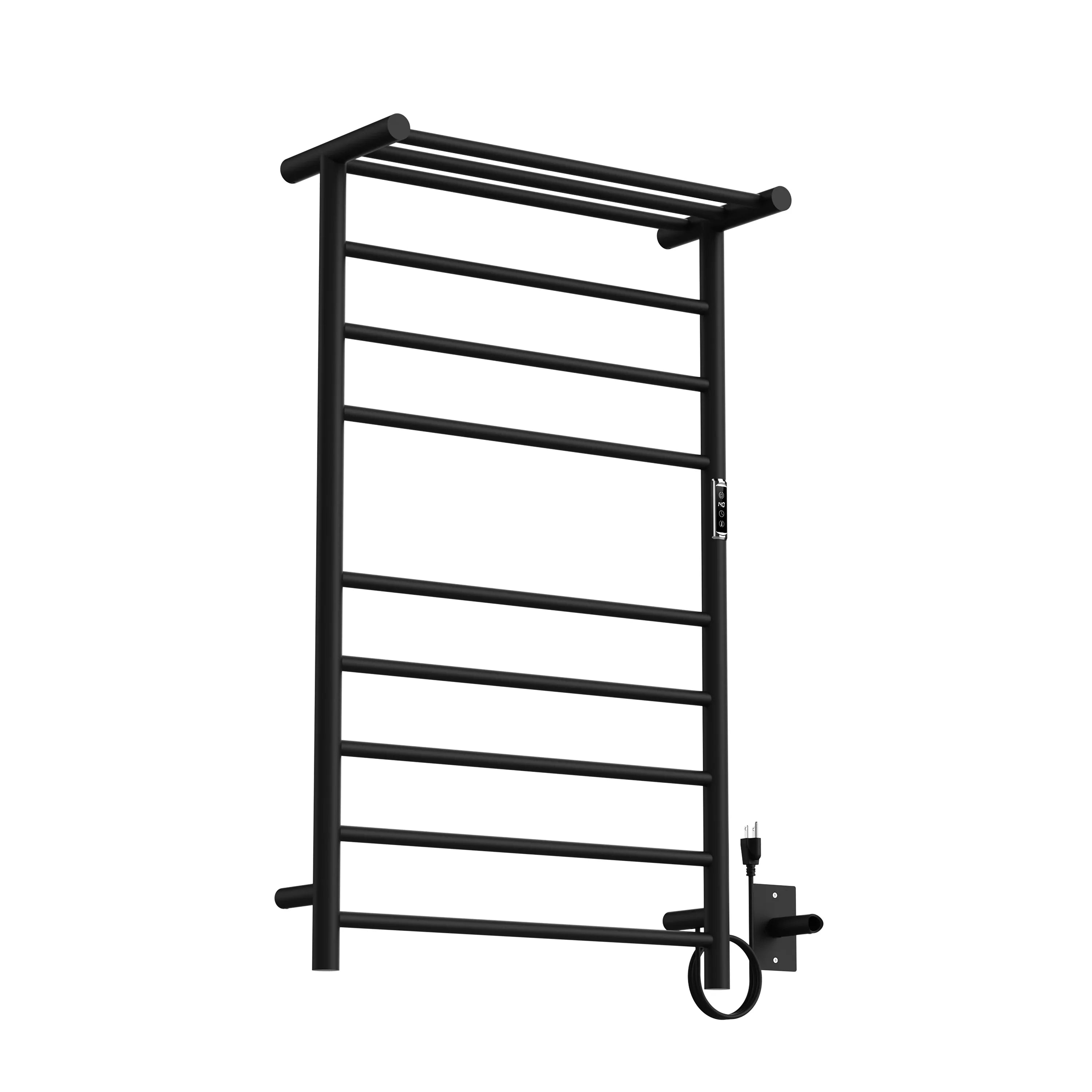Chauffe-serviettes Mural à Brancher Noir Mat 24po x 40po Noir Mat avec 11 Barres Rondes