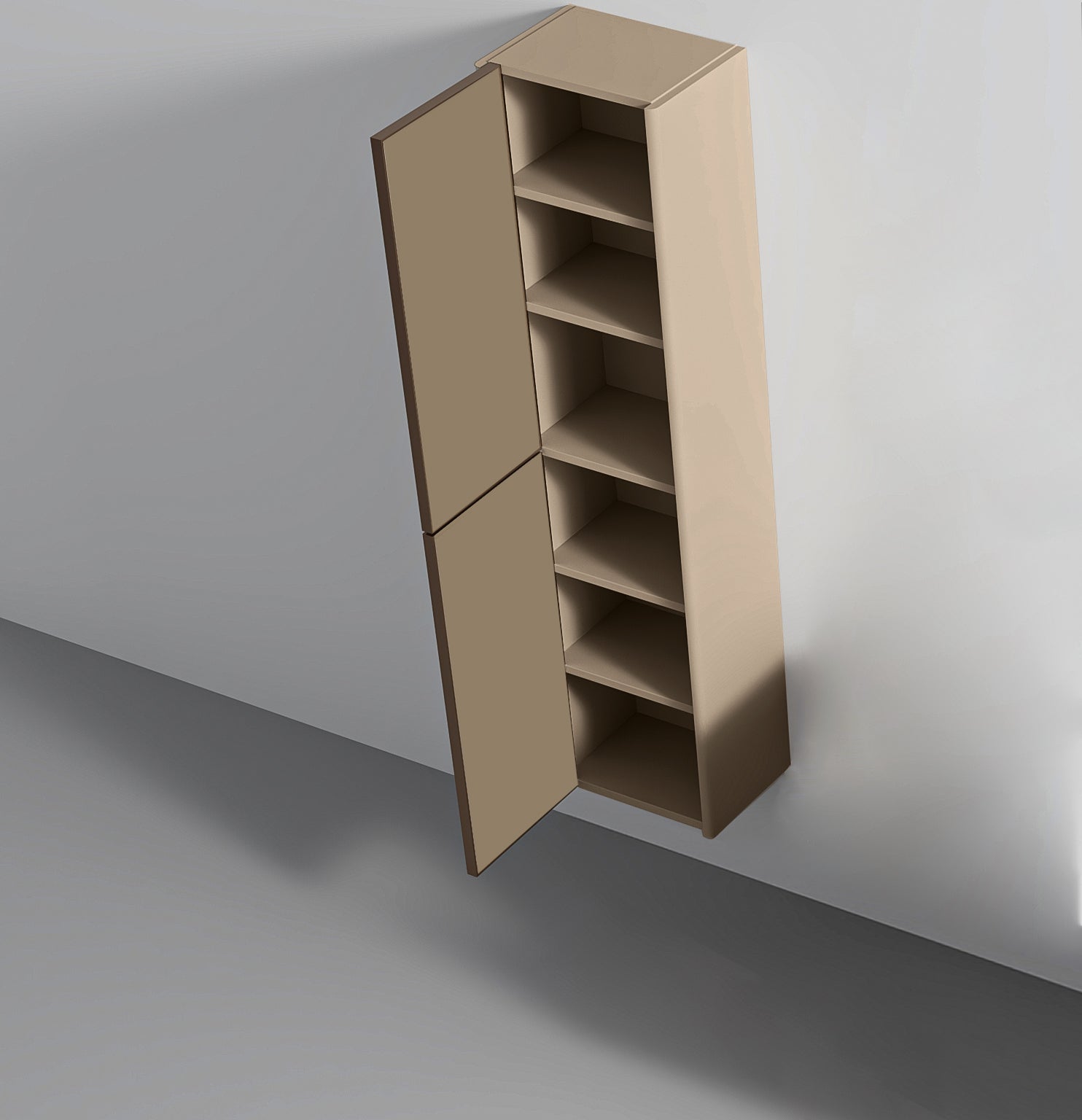 Senora Champagne 2-Door Wall-Hung Reversible Linen Cabinet with Shelves