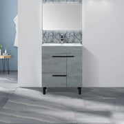 Meuble-Lavabo Autoportant 28po Ciment avec Comptoir de Céramique Blanc Odessa