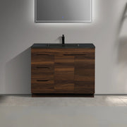 40 Inch Walnut Freestanding Bathroom Vanity with Black Engineered Quartz Countertop - Augusta Collection