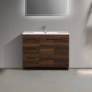 Meuble Lavabo Noyer Autoportant 40 Pouces avec Comptoir Polymarbre - Collection Augusta