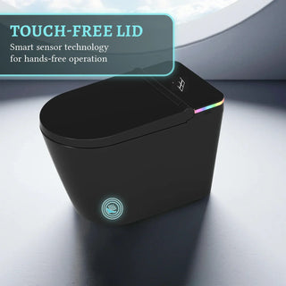 Sera Omega Toilette intelligente avec bidet, monobloc avec chasse à jet automatique, abattant auto-ouvrant/fermant, lavage à l’eau chaude, sécheur à air chaud, siège chauffant – Noir