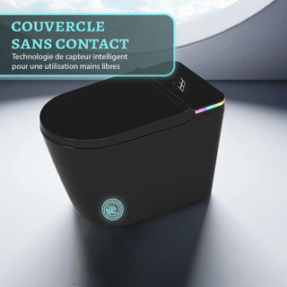 Sera Omega Toilette intelligente avec bidet, monobloc avec chasse à jet automatique, abattant auto-ouvrant/fermant, lavage à l’eau chaude, sécheur à air chaud, siège chauffant – Noir