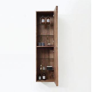 Armoire à linge de salle de bain sur pied - Noyer naturel - Réversible