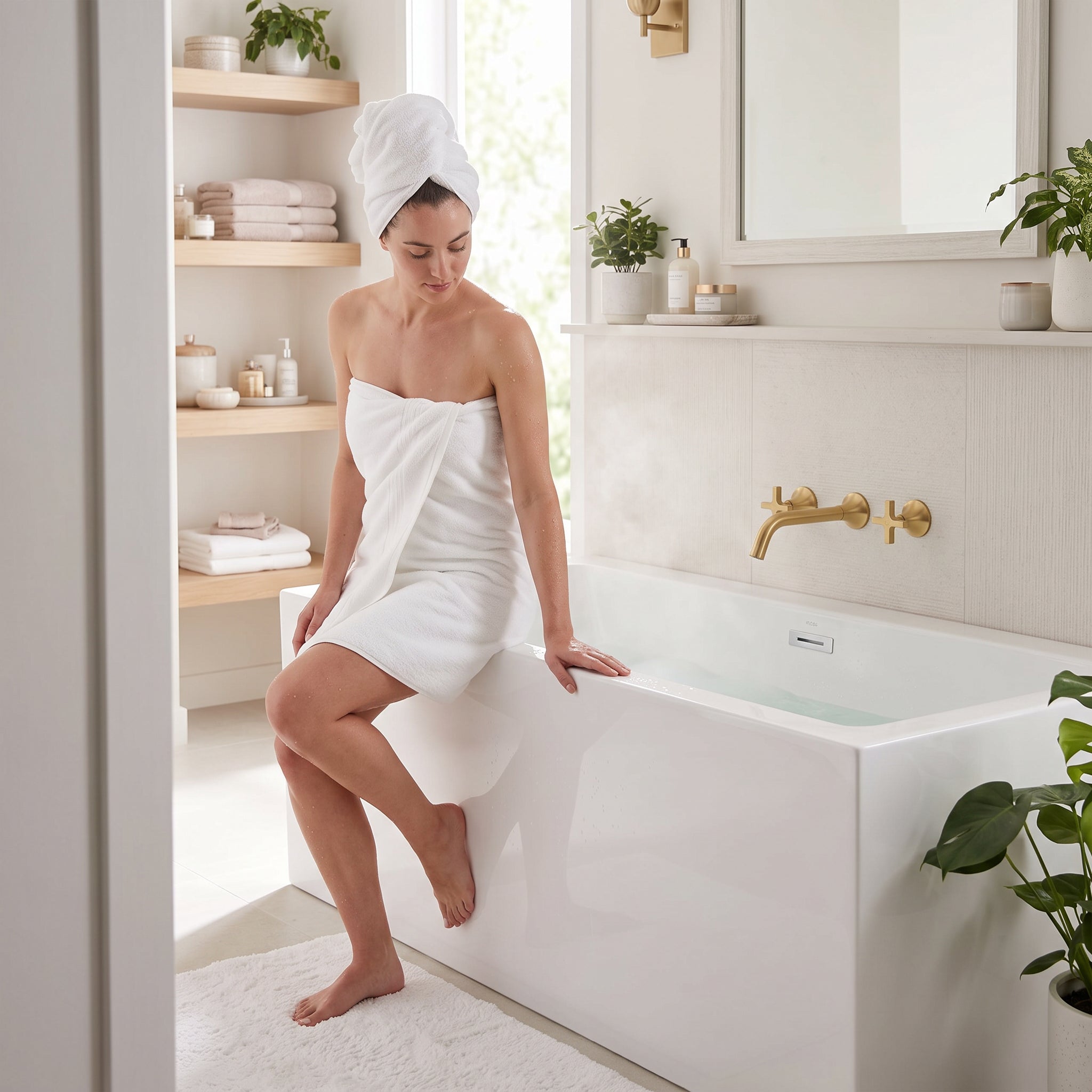 Robinet Mural Vetra pour Salle de Bain – Or Brossé 3 Trous