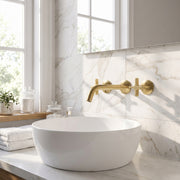 Robinet Mural Vetra pour Salle de Bain – Or Brossé 3 Trous