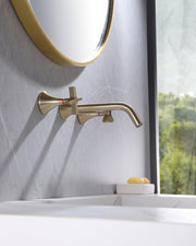 Robinet Mural Vetra pour Salle de Bain – Or Brossé 3 Trous