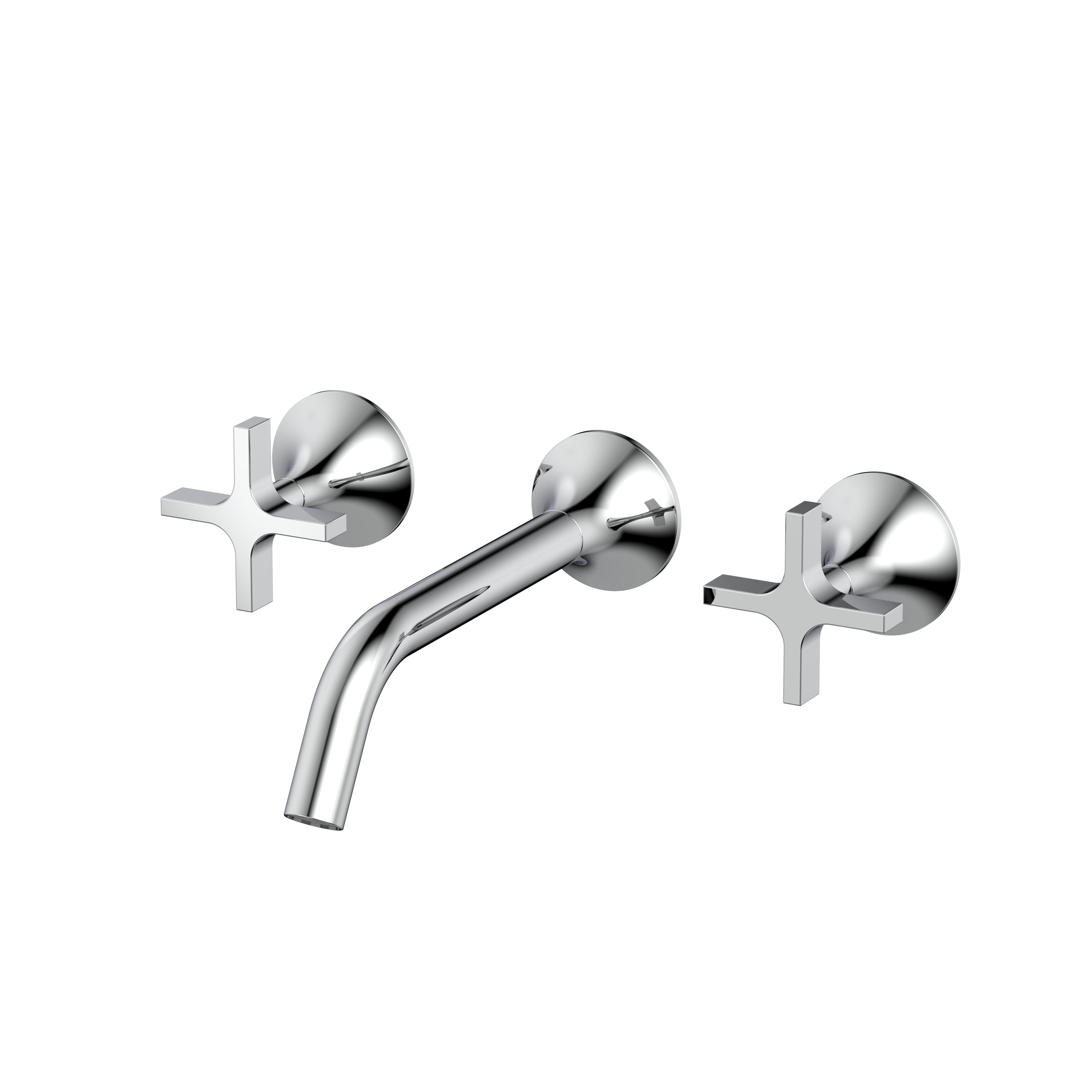 Robinet Mural Vetra Chrome - 3 Trous Écartés avec Poignées Croisées