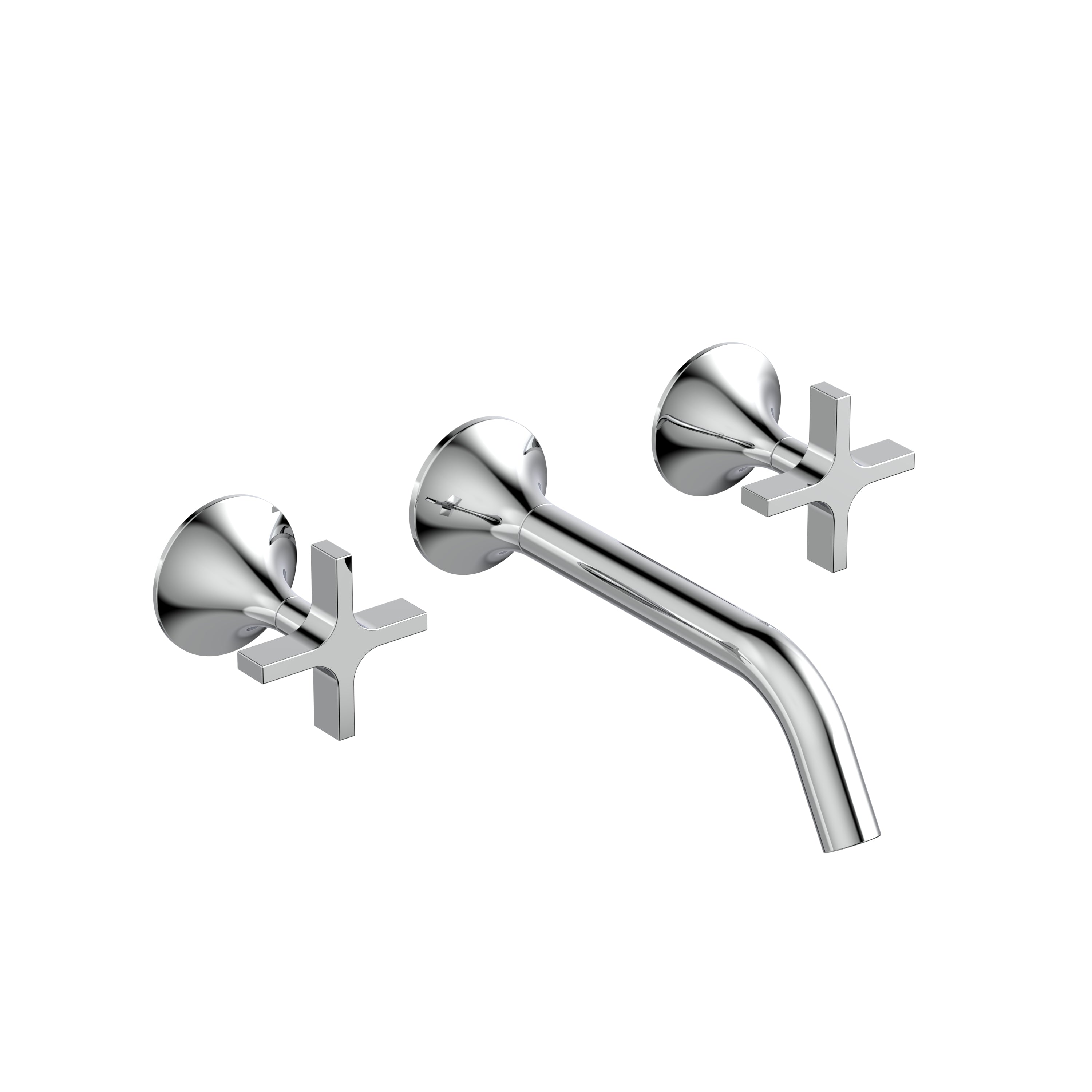 Robinet Mural Vetra Chrome - 3 Trous Écartés avec Poignées Croisées