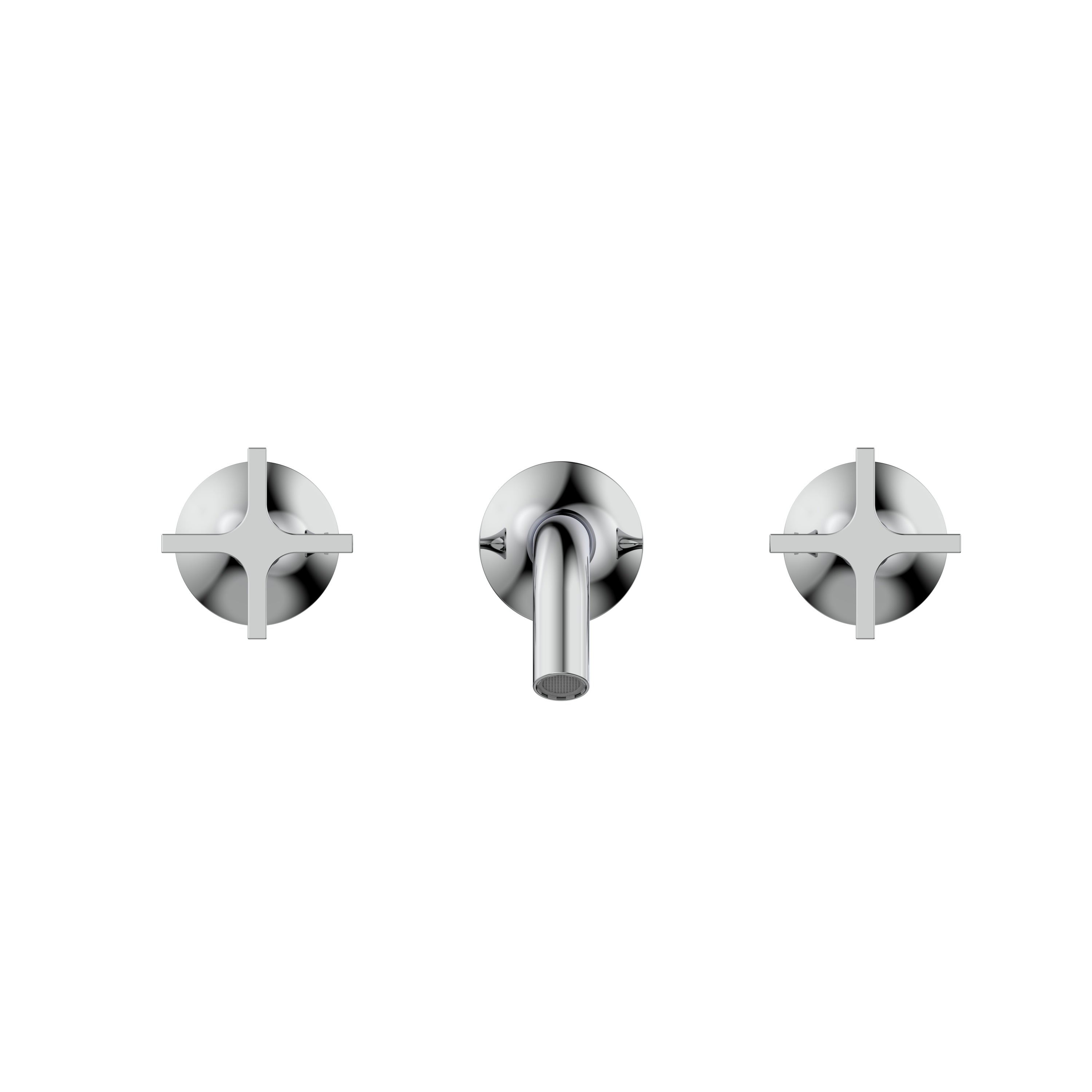 Robinet Mural Vetra Chrome - 3 Trous Écartés avec Poignées Croisées