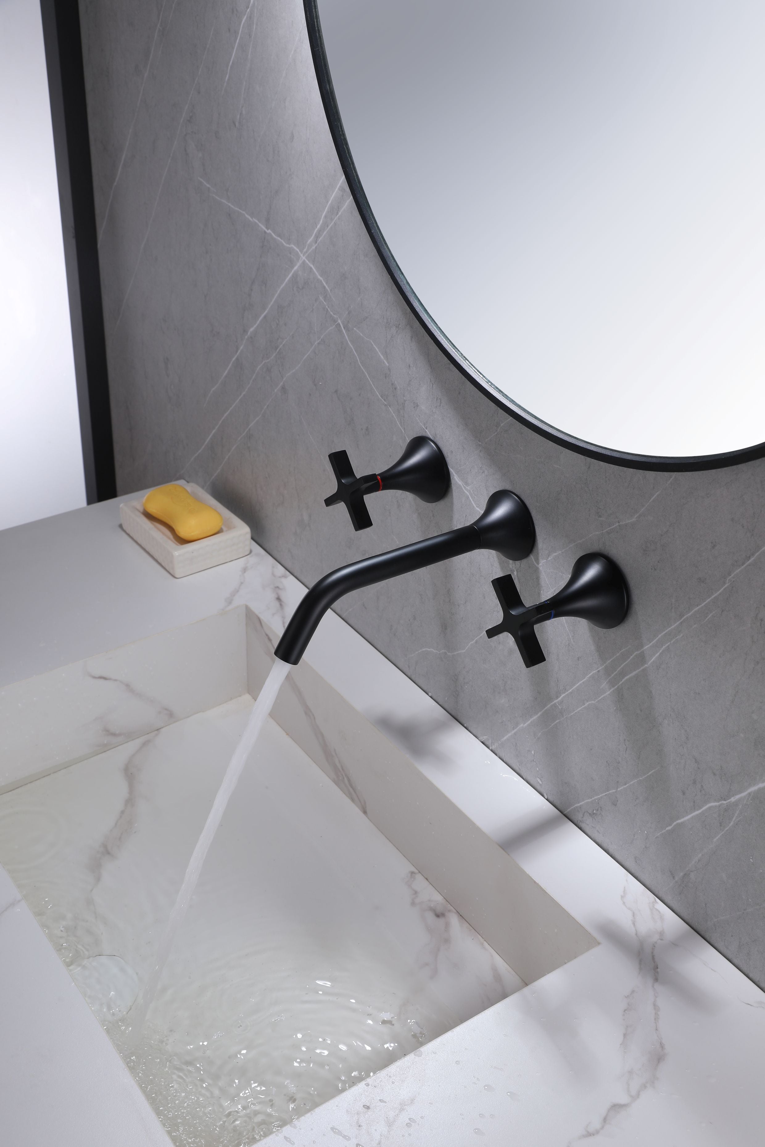 Robinet Mural Vetra - Noir Mat Design 3 Trous