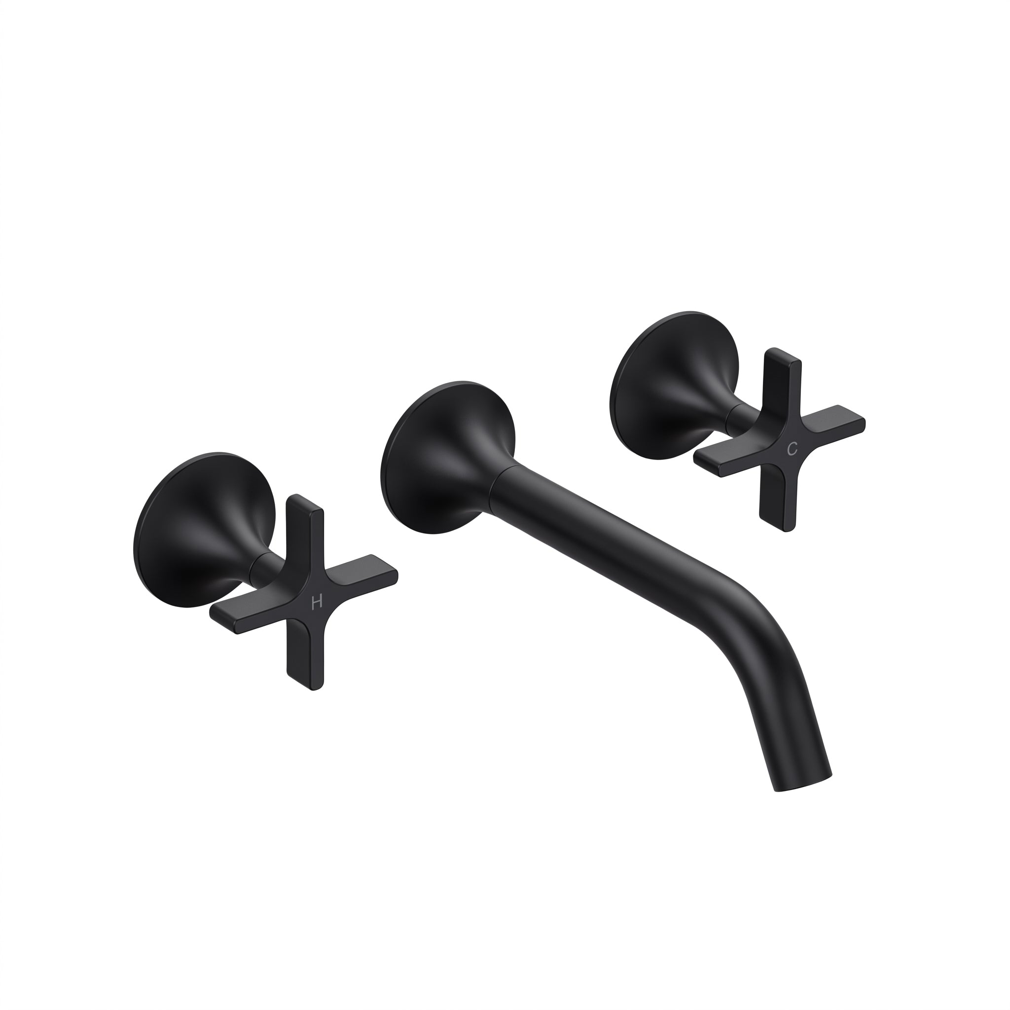 Vetra Wall-Mount Bathroom Faucet - Matte Black Widespread 3-Hole