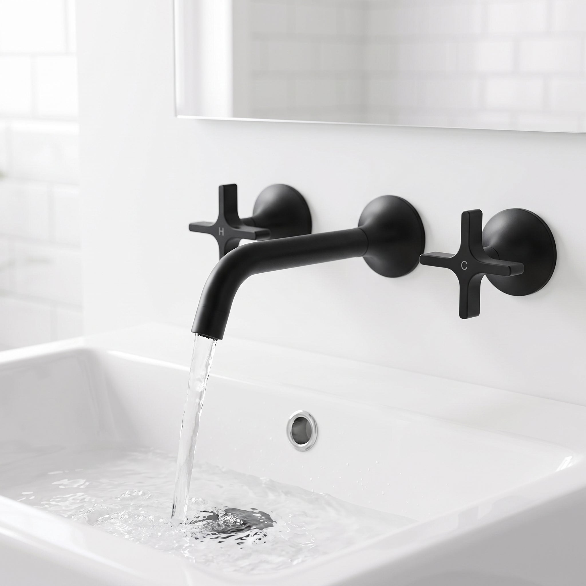 Robinet Mural Vetra - Noir Mat Design 3 Trous
