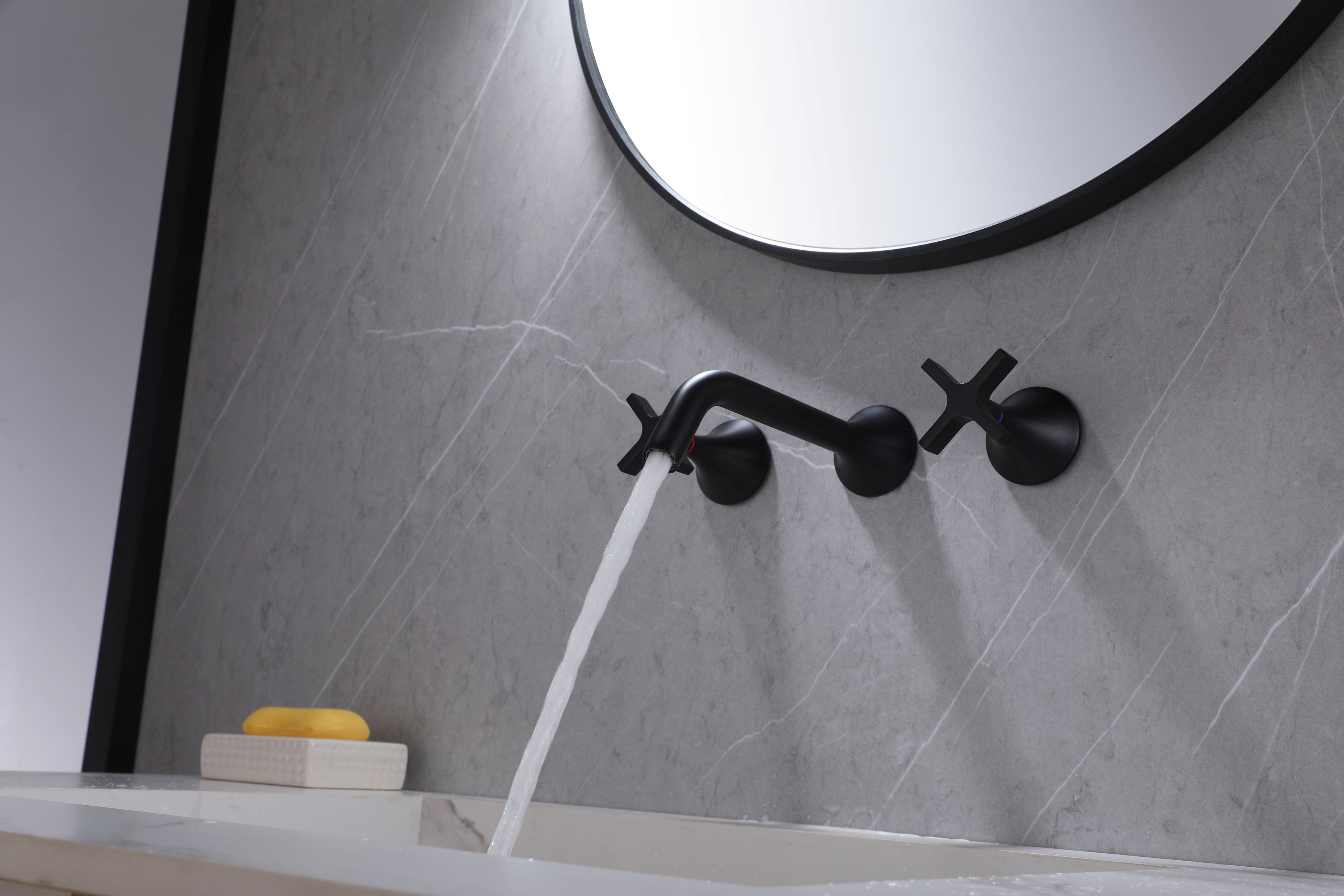 Robinet Mural Vetra - Noir Mat Design 3 Trous
