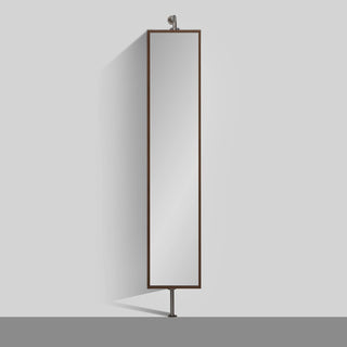 Rotating Linen Cabinet with Shelves and Mirror in Walnut Finish