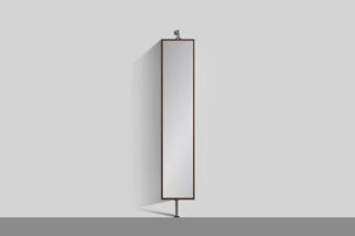 Rotating Linen Cabinet with Shelves and Mirror in Walnut Finish