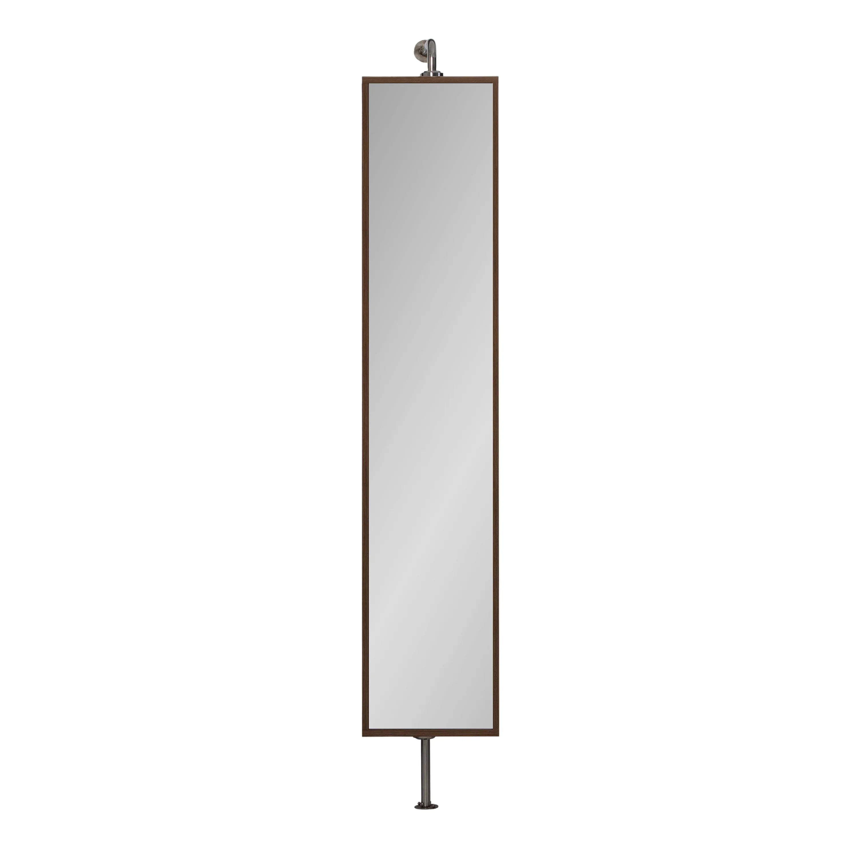 Rotating Linen Cabinet with Shelves and Mirror in Walnut Finish
