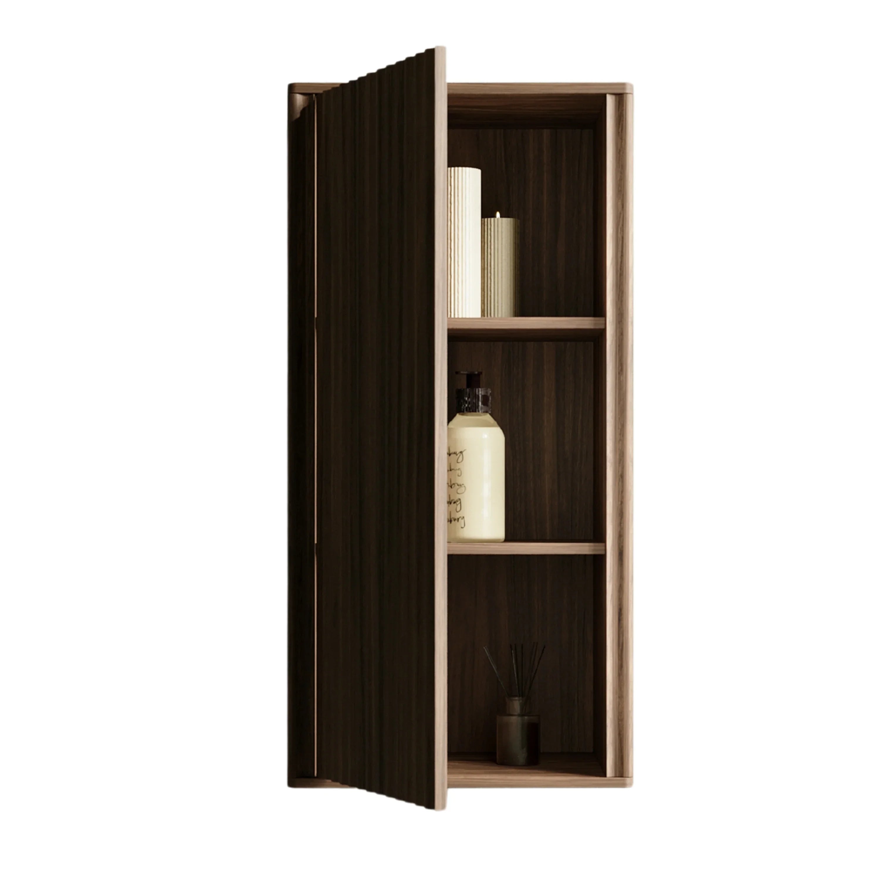 Meuble d'appoint Andorra en noyer, 1 porte avec étagères - Rangement de salle de bain