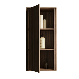 Meuble d'appoint Andorra en noyer, 1 porte avec étagères - Rangement de salle de bain