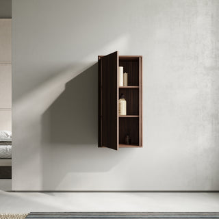 Meuble d'appoint Andorra en noyer, 1 porte avec étagères - Rangement de salle de bain