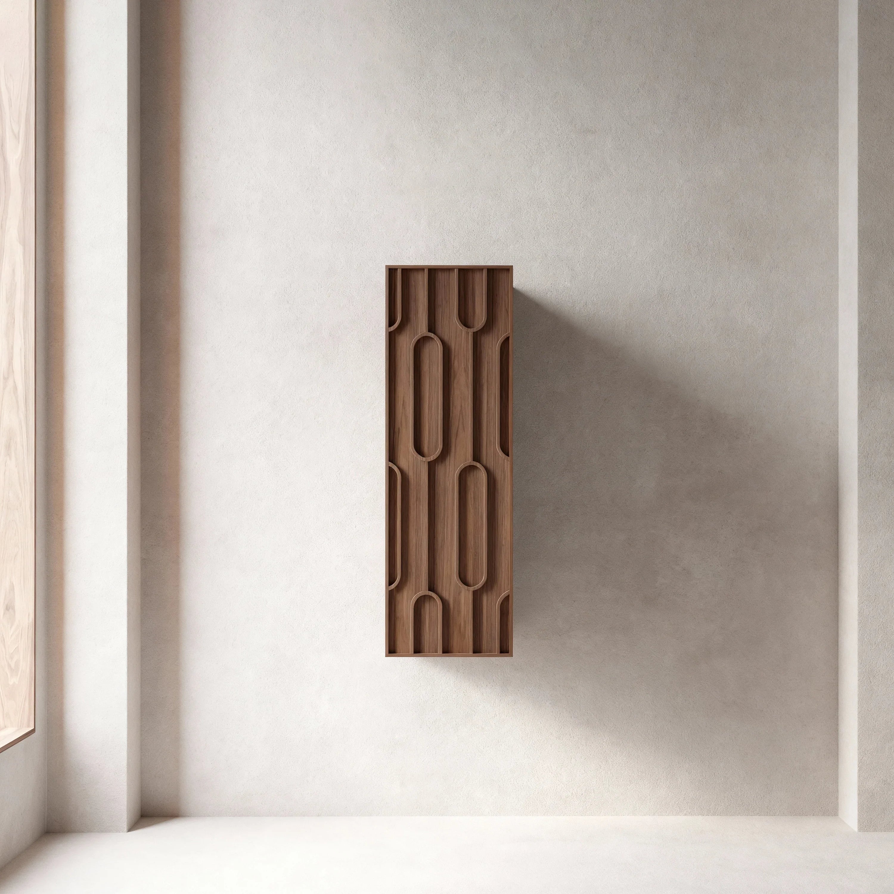 Meuble d'appoint Belfort en noyer, 1 porte avec étagères - Rangement de salle de bain