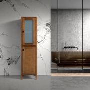 17" Walnut Freestanding Linen Cabinet with Soft-Close Doors