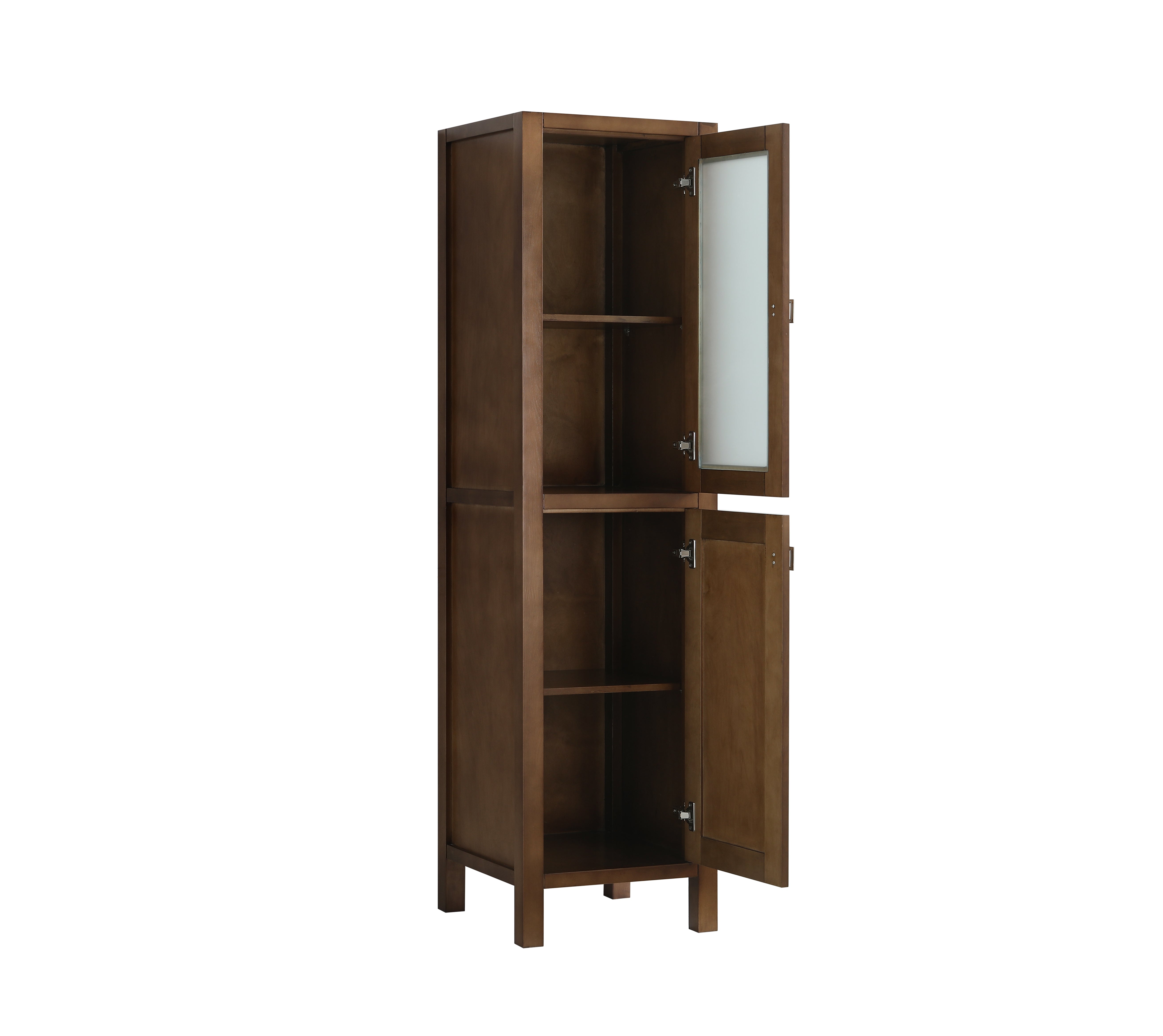 17" Walnut Freestanding Linen Cabinet with Soft-Close Doors