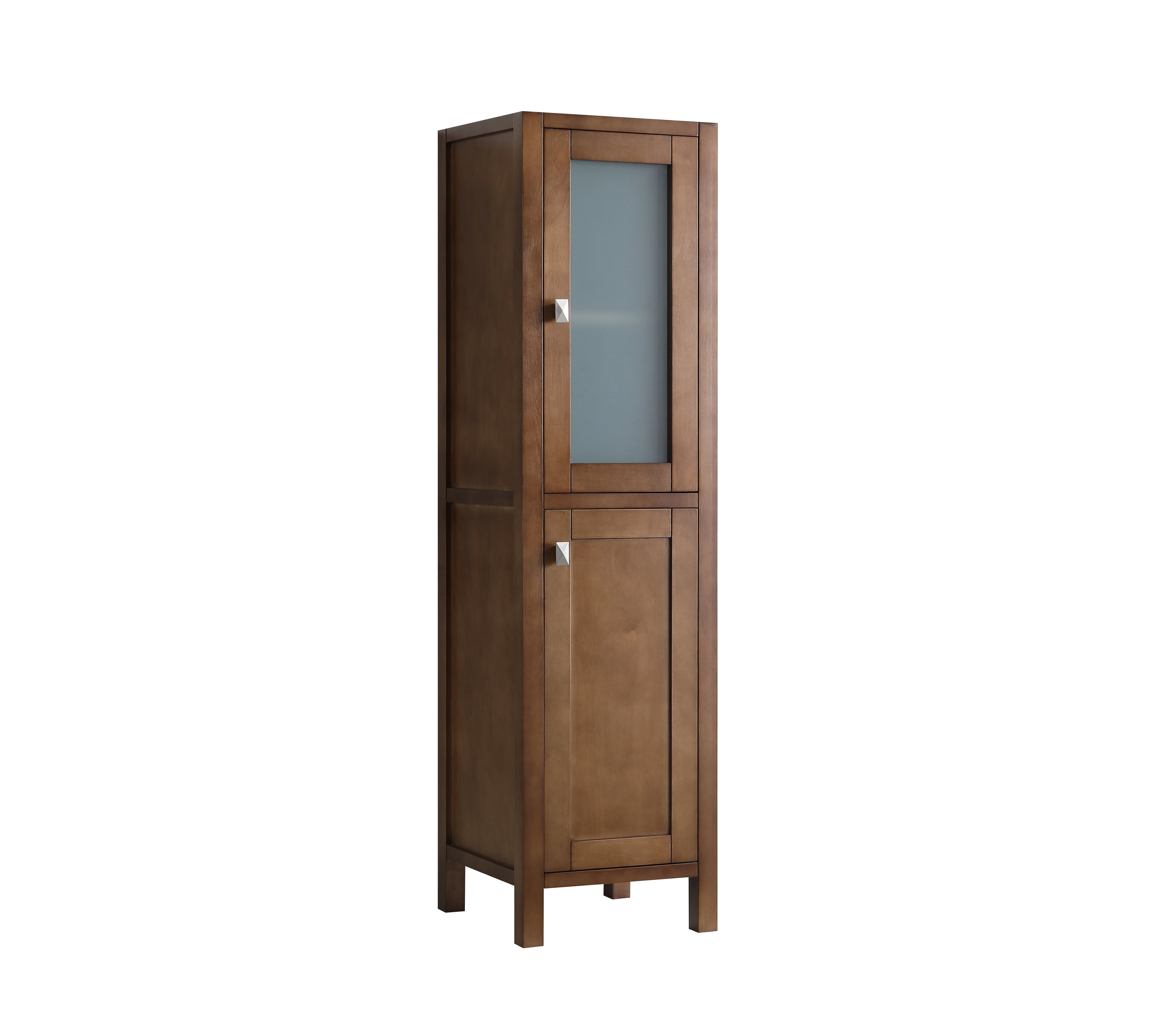 17" Walnut Freestanding Linen Cabinet with Soft-Close Doors