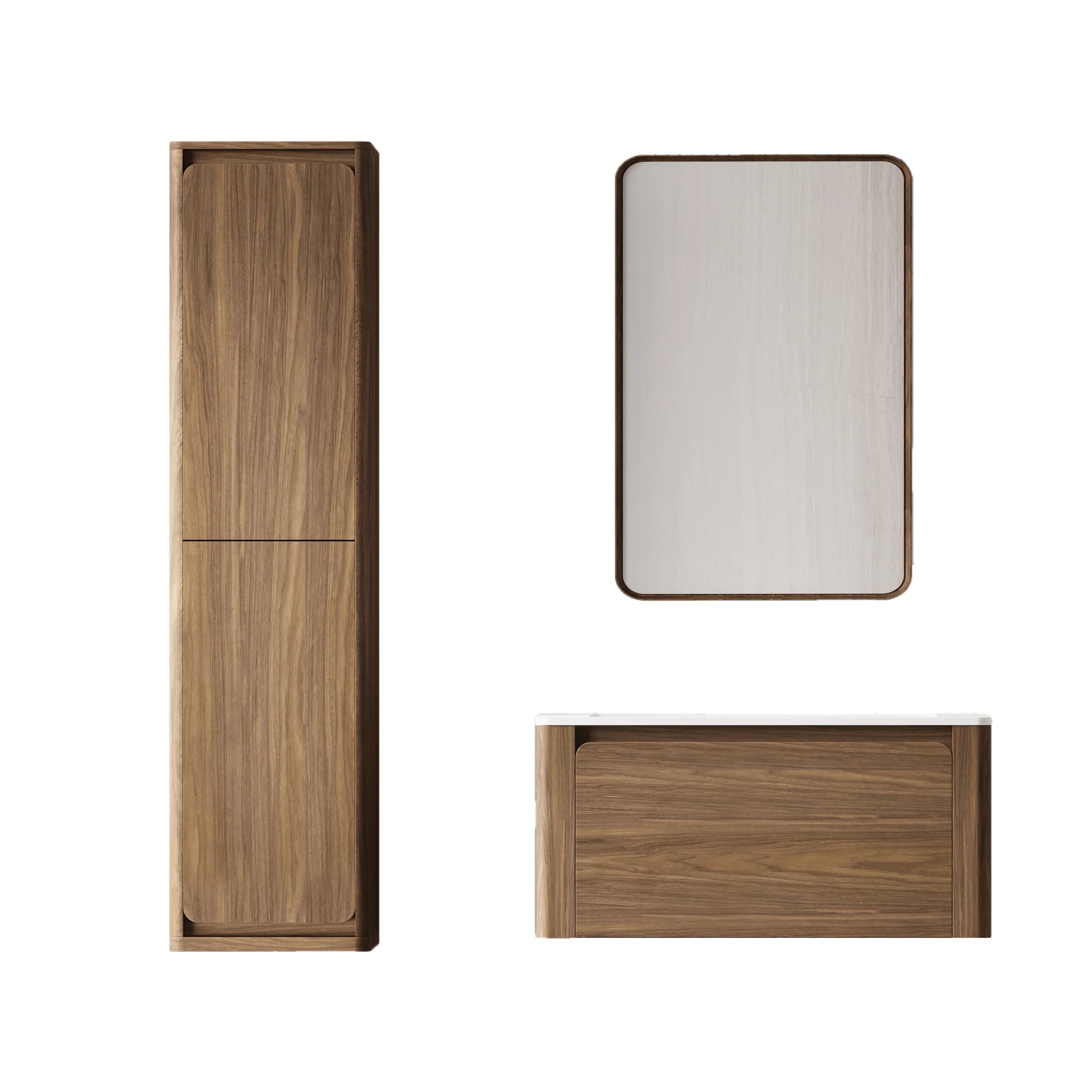 Armoire murale réversible en noyer suspendue pour linge