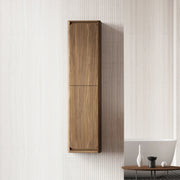 Armoire murale réversible en noyer suspendue pour linge