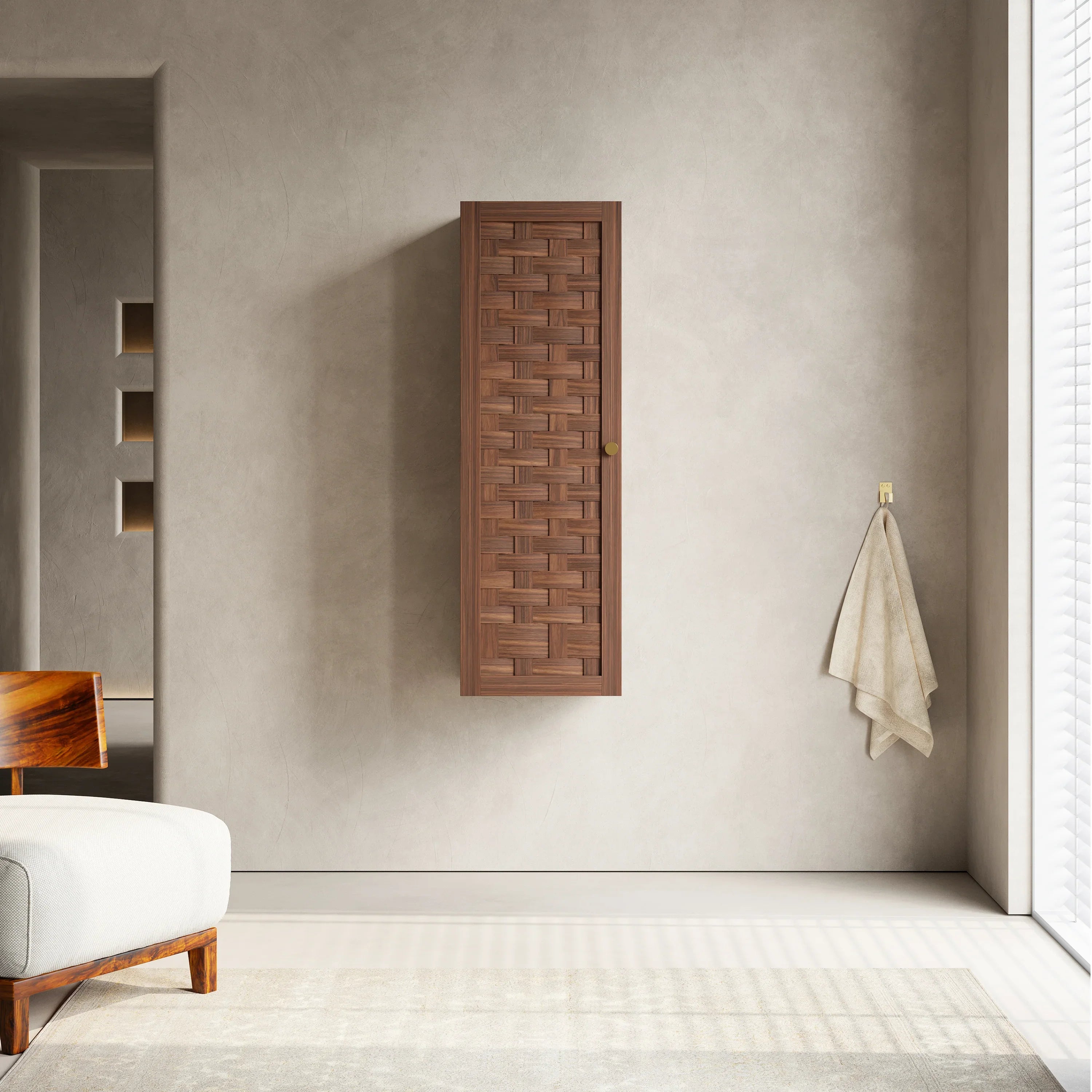 Toulouse Walnut 1-Door Side Cabinet with Shelves